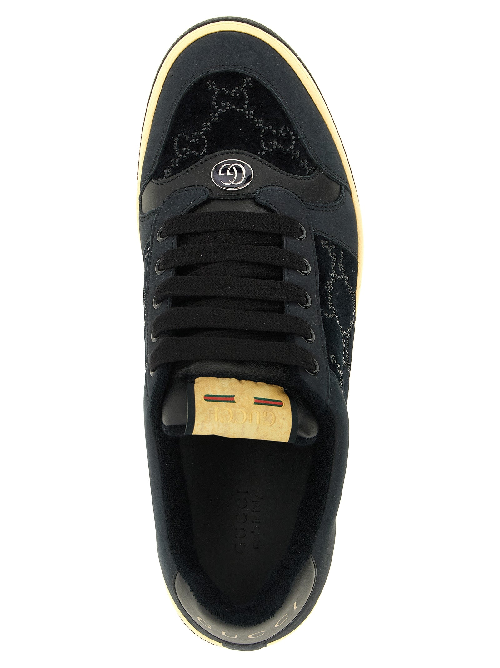 Gucci Black Cotton Screener Low Top Sneakers