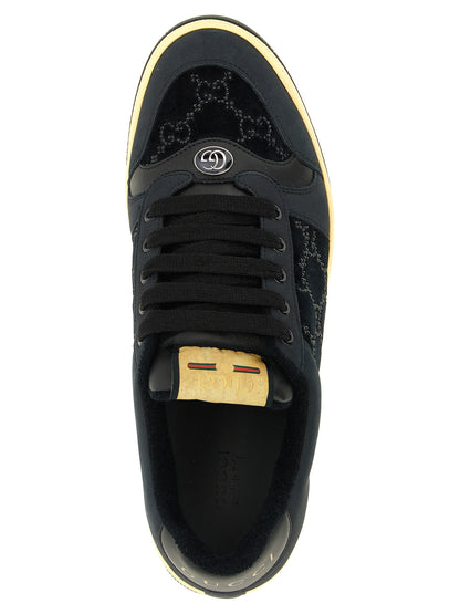 Gucci Black Cotton Screener Low Top Sneakers