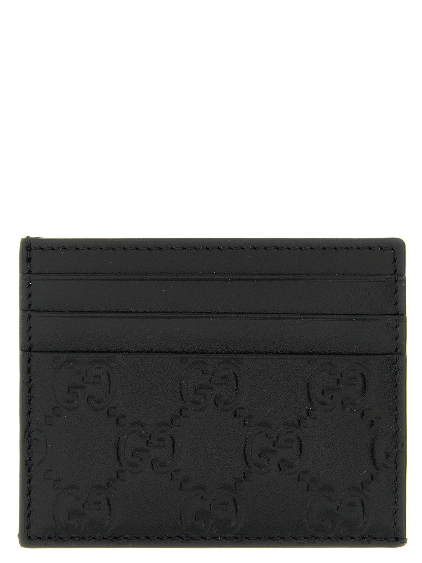 Gucci Black Calfskin GG Emblem Cardholder