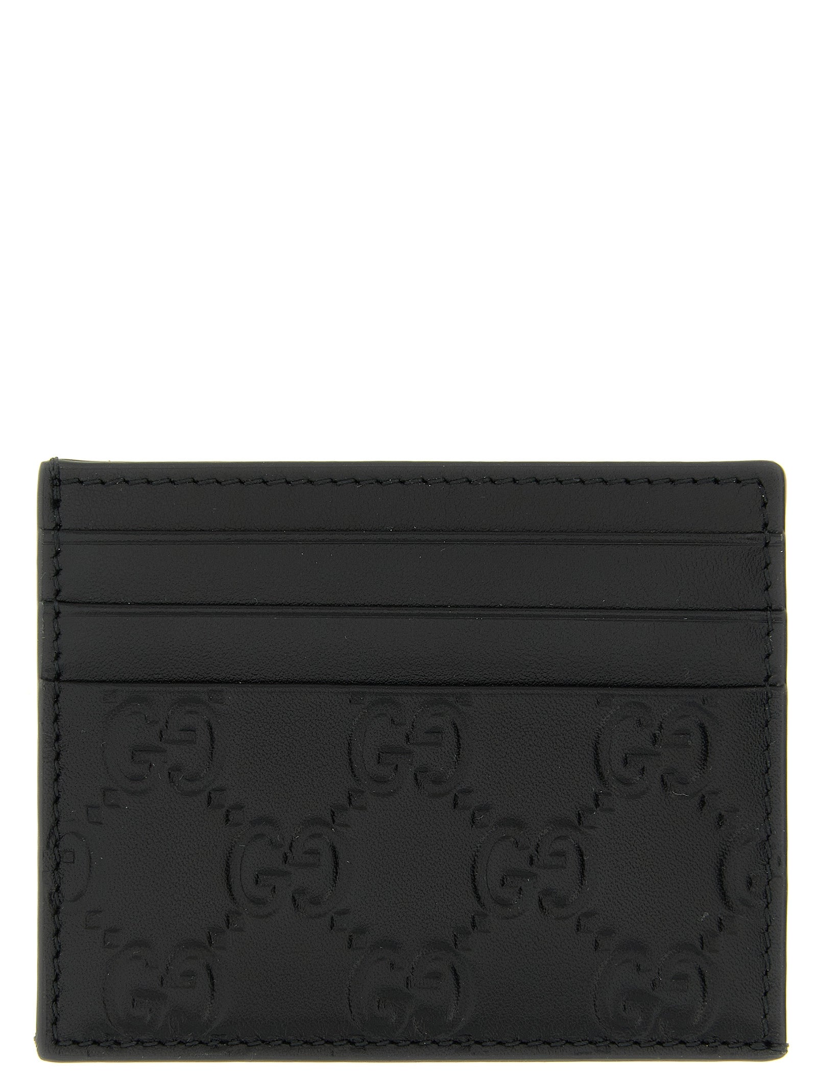 Gucci Black Calfskin GG Emblem Cardholder
