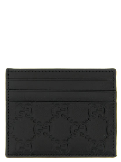 Gucci Black Calfskin GG Emblem Cardholder