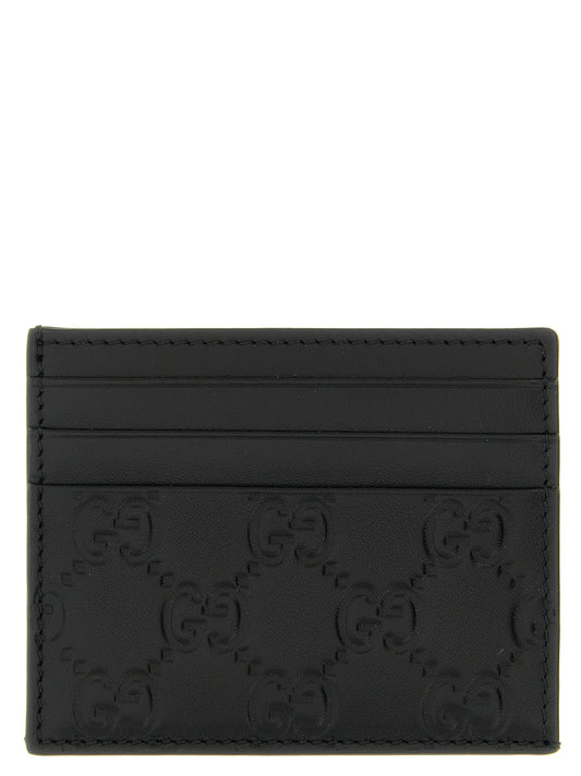 Gucci Black Calfskin GG Emblem Cardholder