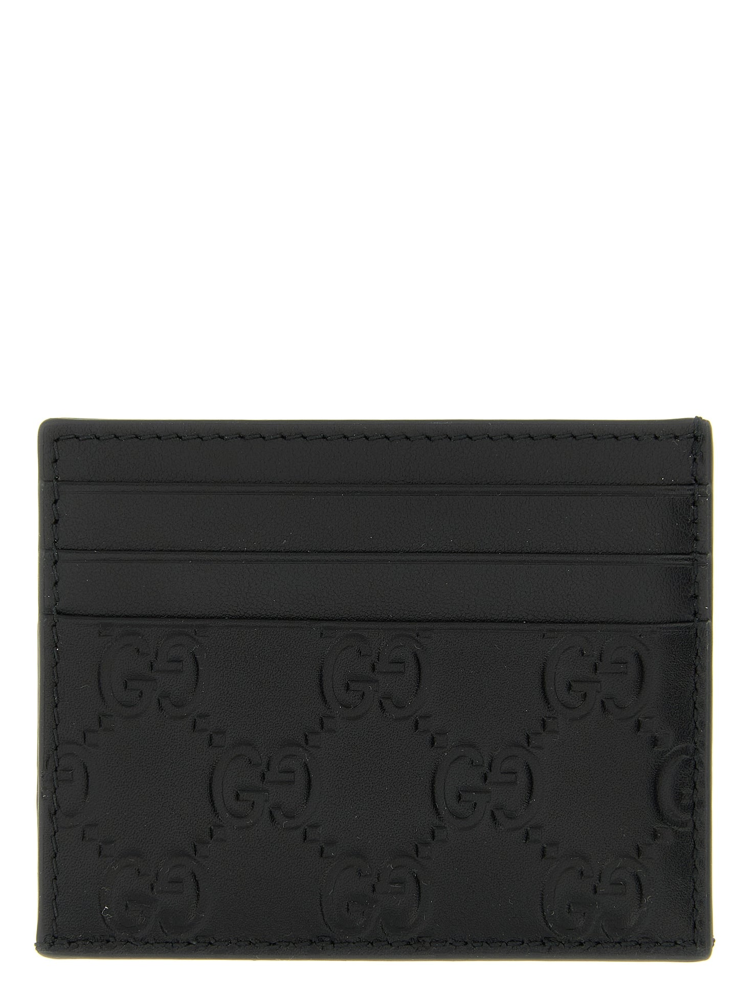 Gucci Black Calfskin GG Emblem Cardholder
