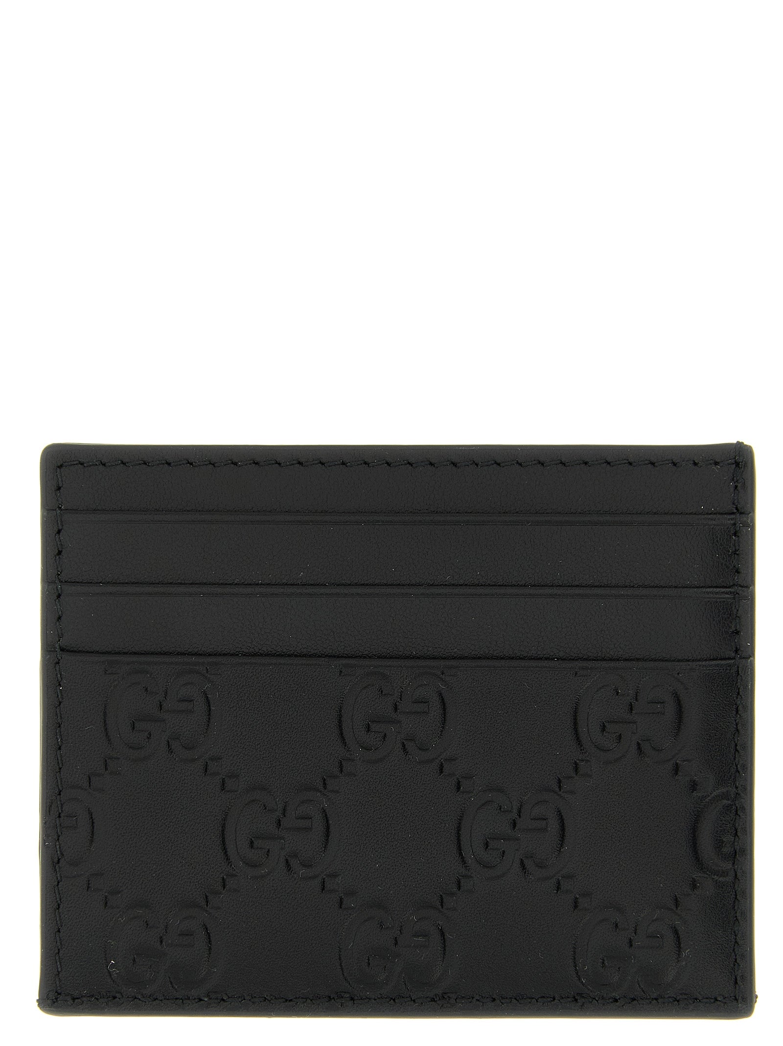 Gucci Black Calfskin GG Emblem Cardholder