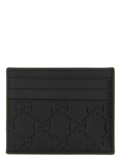 Gucci Black Calfskin GG Emblem Cardholder