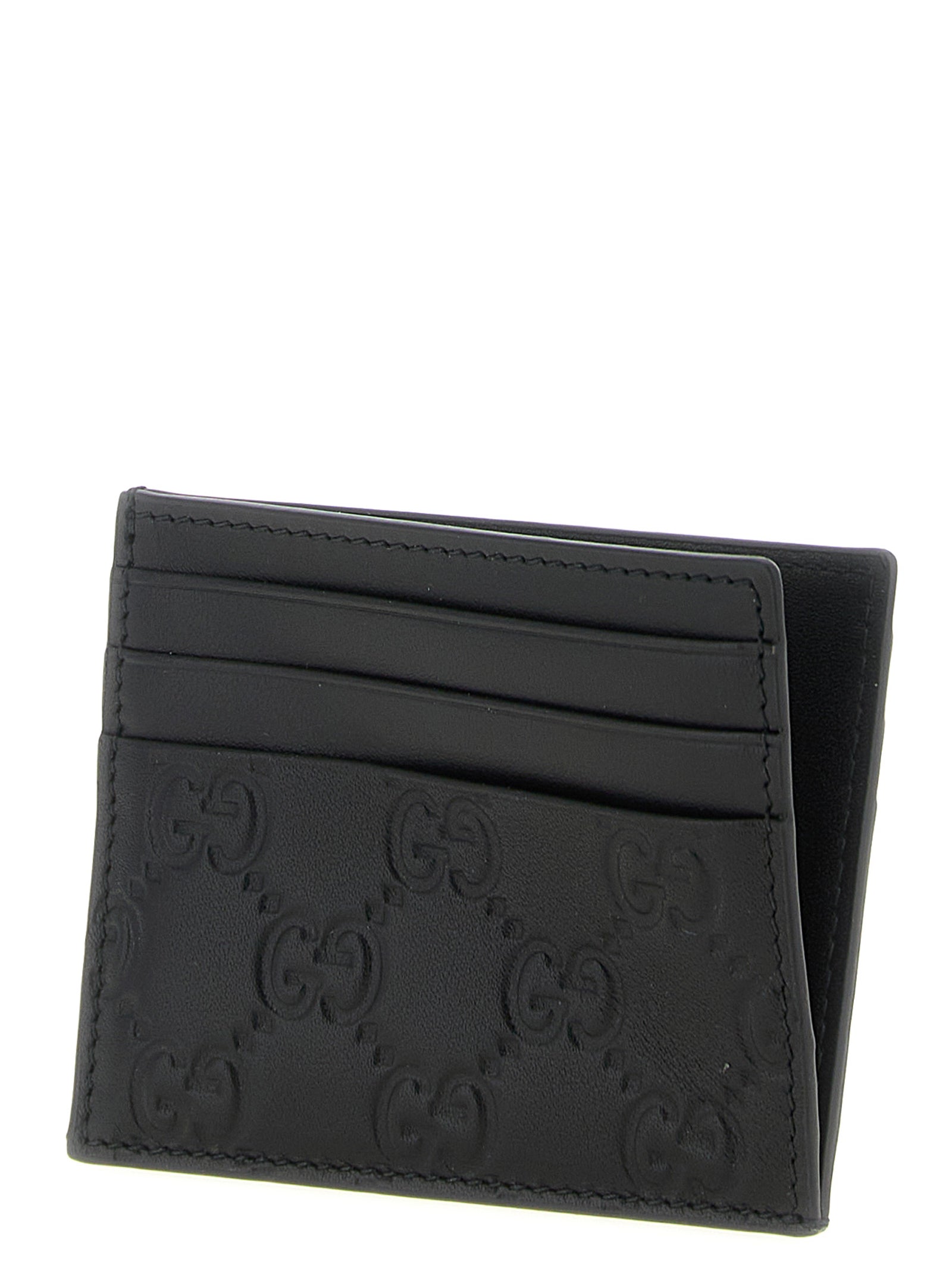 Gucci Black Calfskin GG Emblem Cardholder