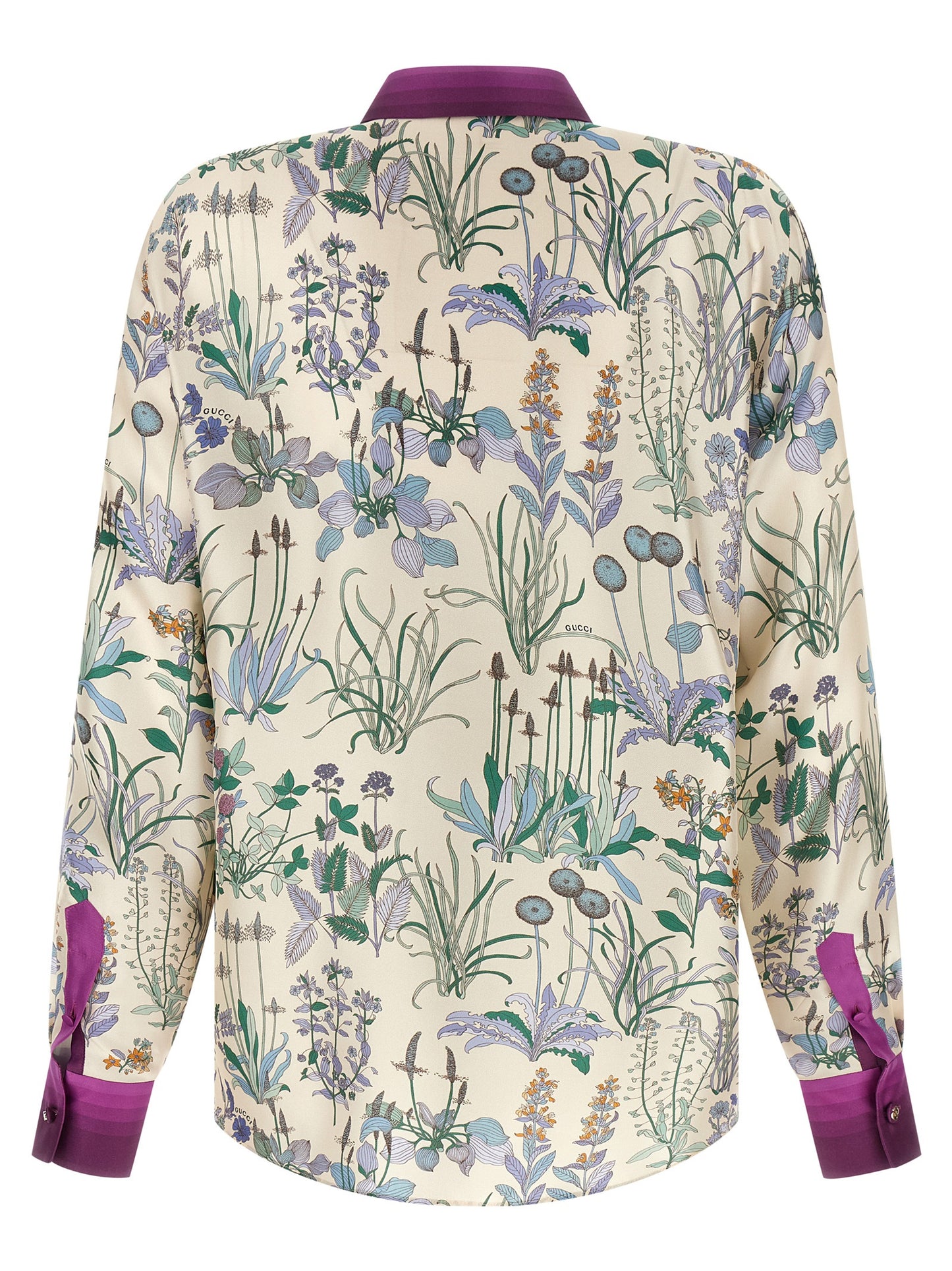 Gucci Multicolor Floral Print Silk Twill Blouse