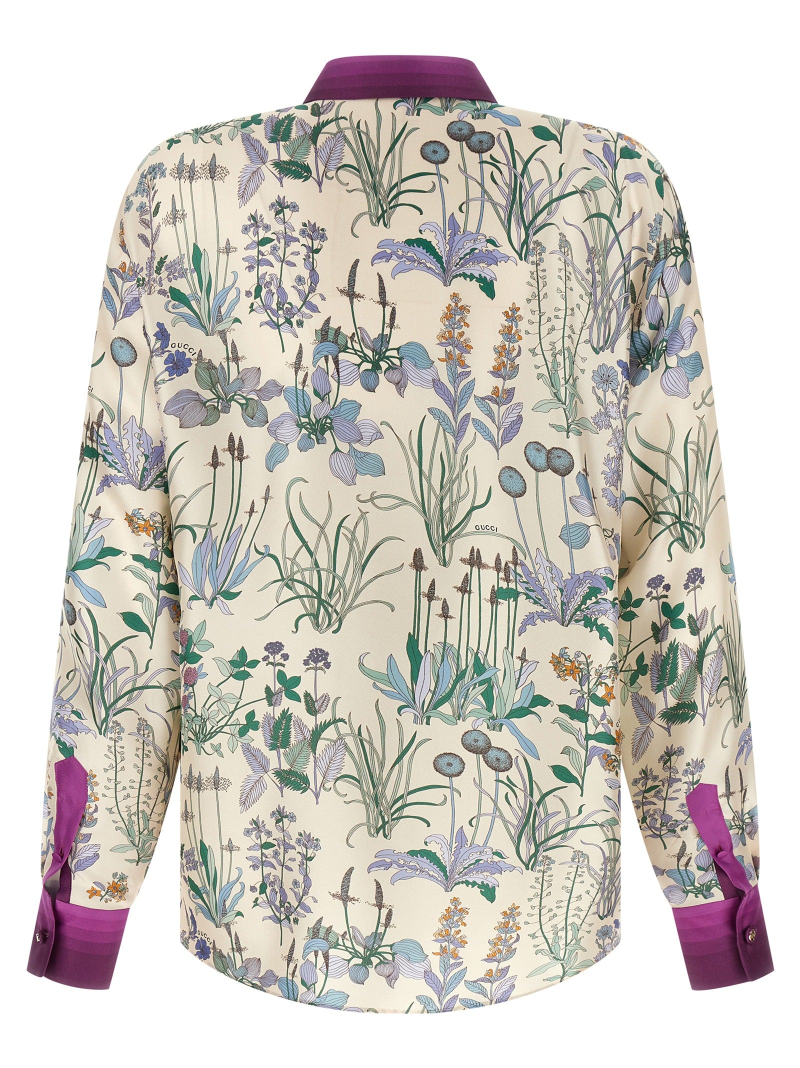 Gucci Multicolor Floral Print Silk Twill Blouse