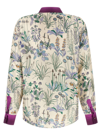 Gucci Multicolor Floral Print Silk Twill Blouse