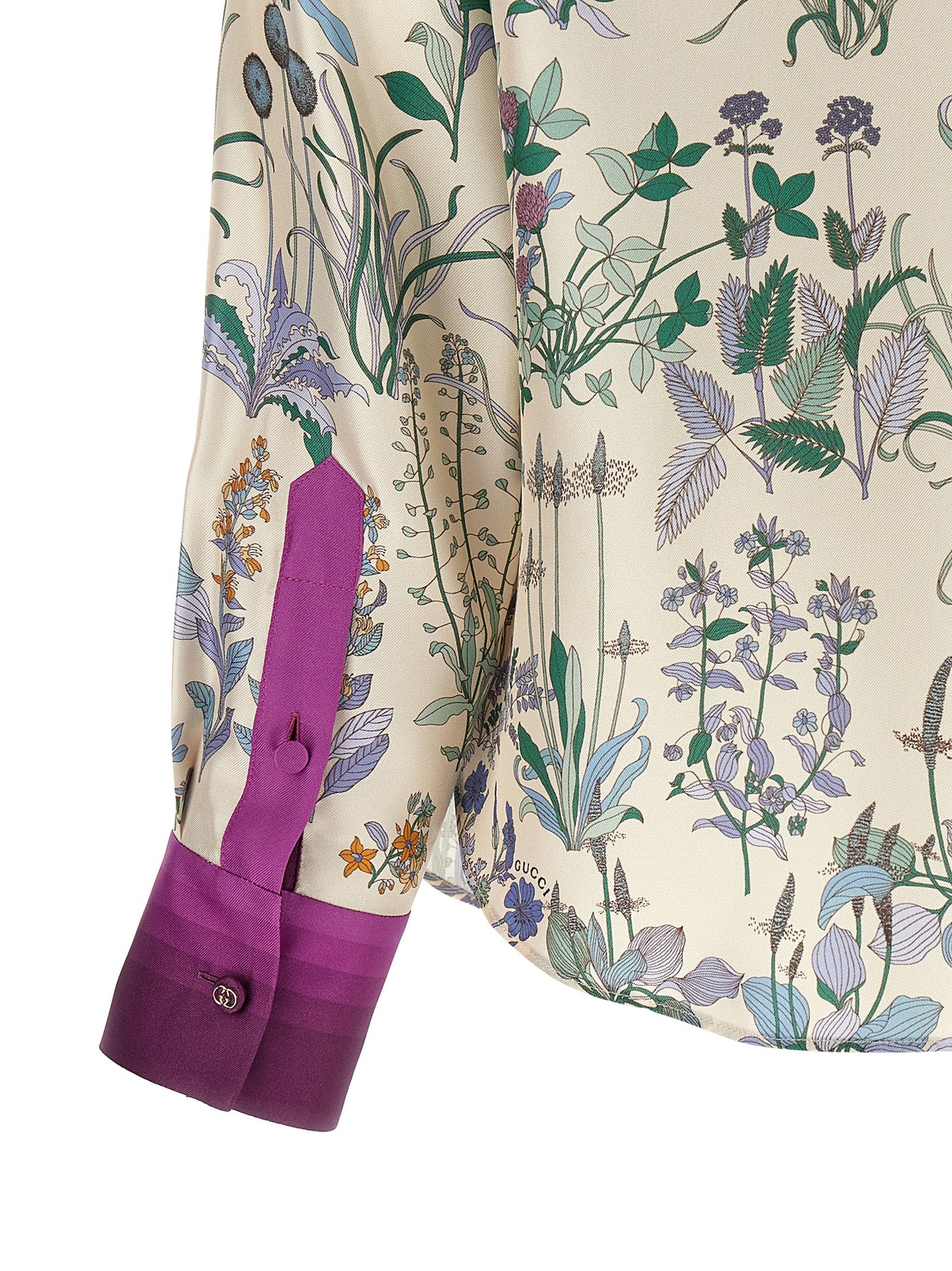 Gucci Multicolor Floral Print Silk Twill Blouse