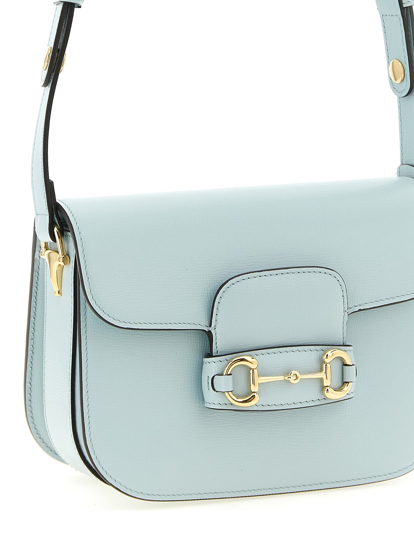 Gucci Horsebit 1955 Light Blue Calfskin Shoulder Bag