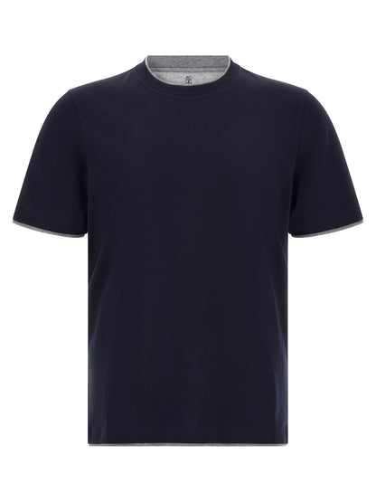 Brunello Cucinelli Blue Cotton T-Shirt