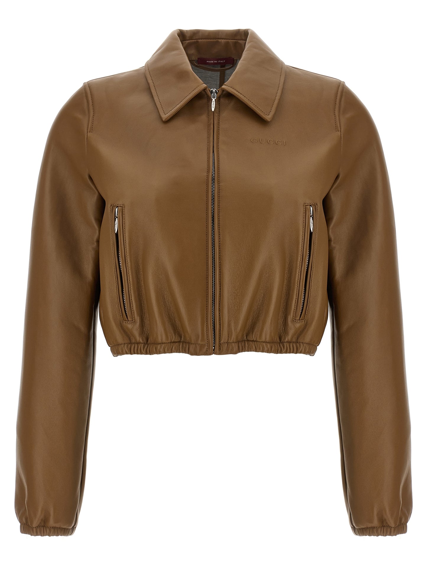 Gucci Beige Lamb Leather Cropped Jacket