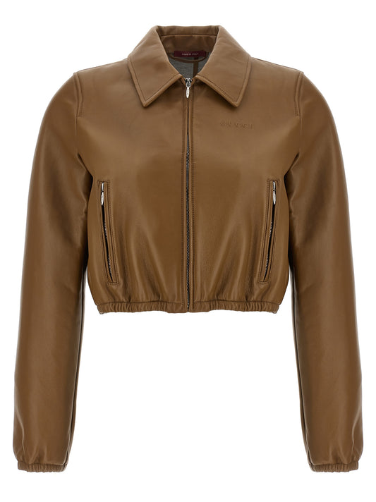 Gucci Beige Lamb Leather Cropped Jacket