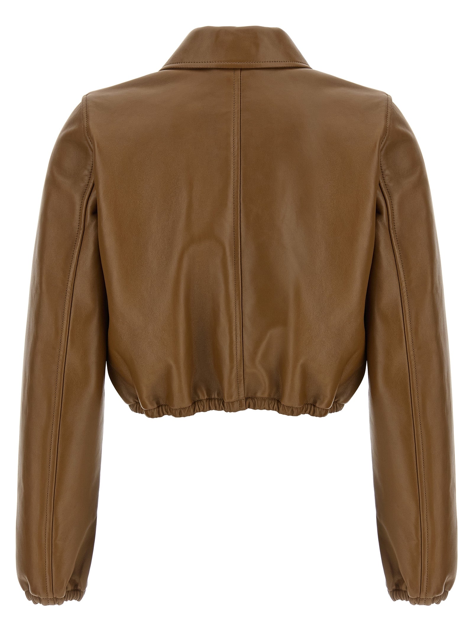 Gucci Beige Lamb Leather Cropped Jacket