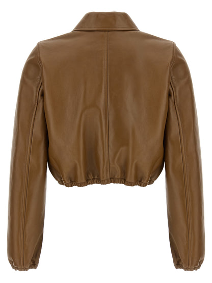 Gucci Beige Lamb Leather Cropped Jacket