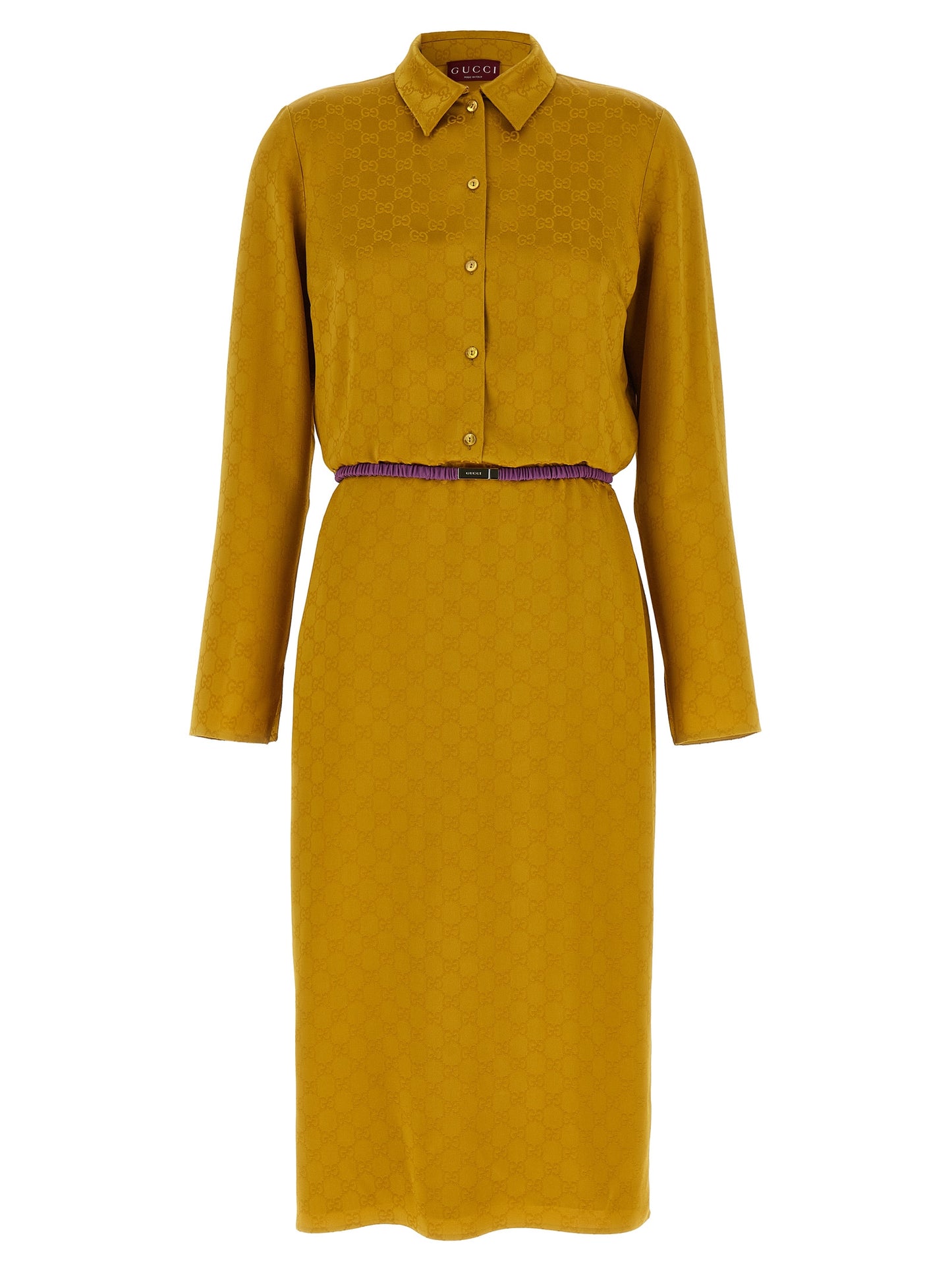 Gucci Bicolor Viscose Midi Dress in Yellow