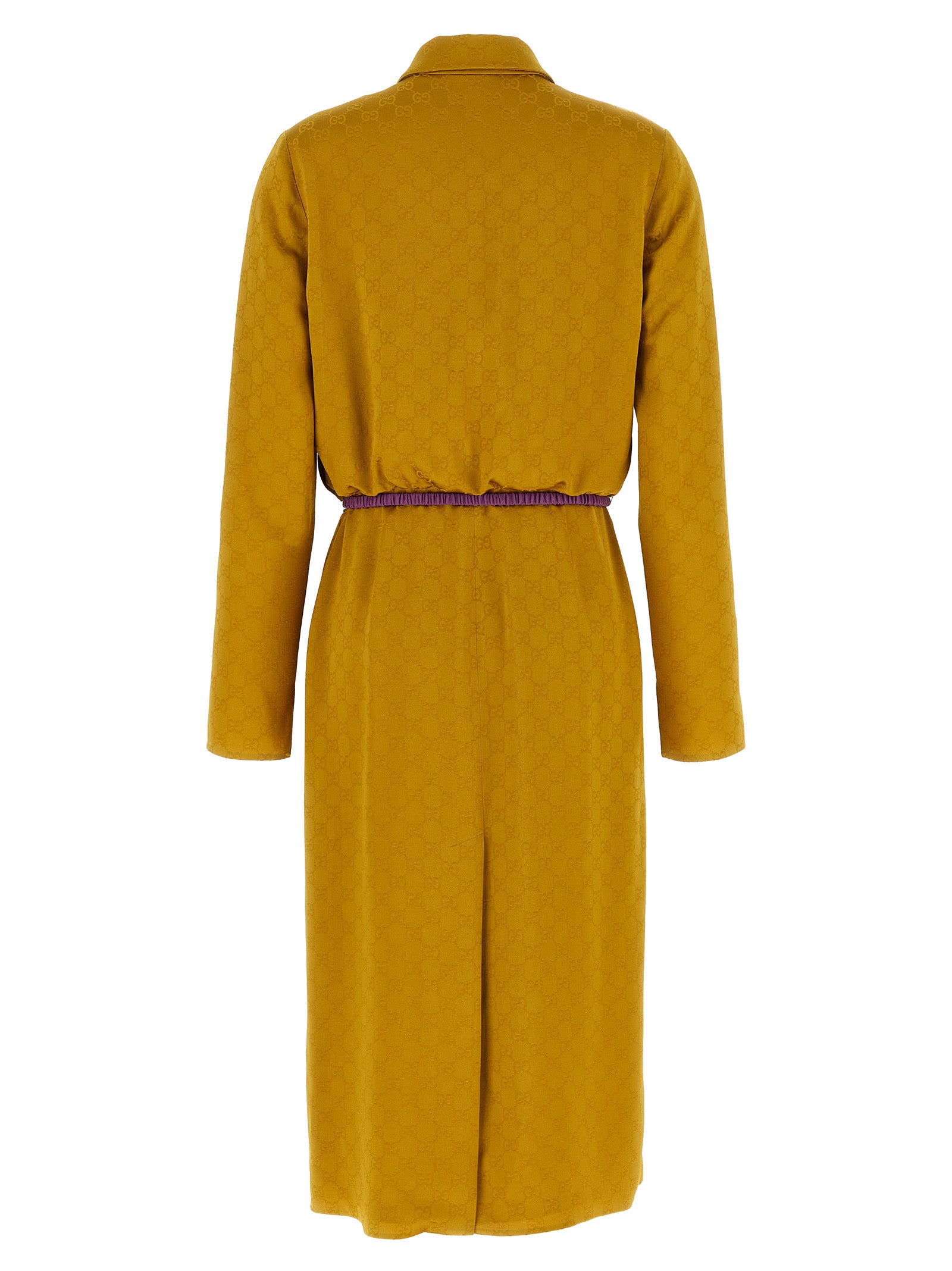 Gucci Bicolor Viscose Midi Dress in Yellow