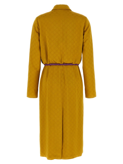 Gucci Bicolor Viscose Midi Dress in Yellow