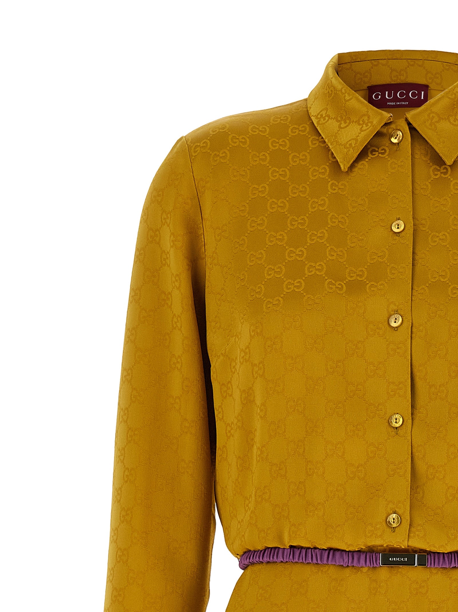 Gucci Bicolor Viscose Midi Dress in Yellow