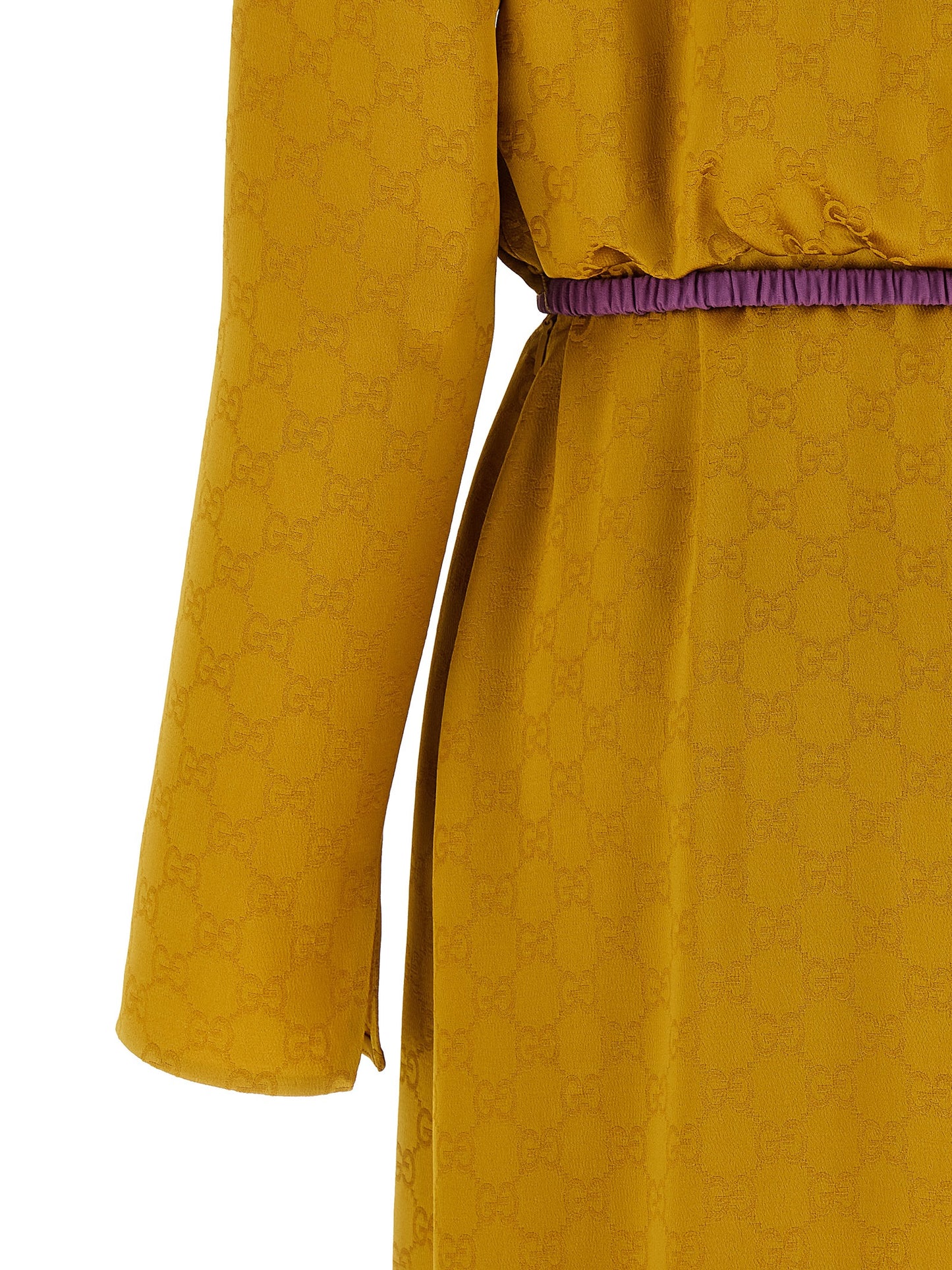 Gucci Bicolor Viscose Midi Dress in Yellow