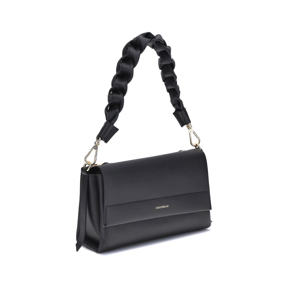 Coccinelle Black Calf Leather Boheme Shoulder Bag
