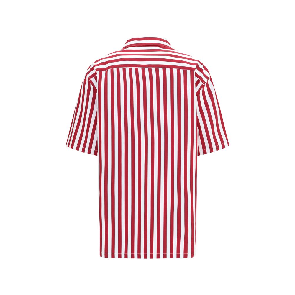 Dolce & Gabbana Red & White Striped Cotton Short Sleeve Shirt