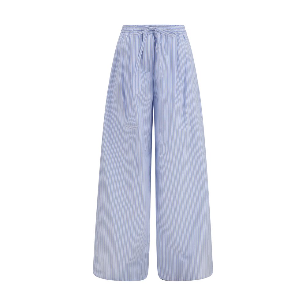 Dolce & Gabbana Blue Cotton Striped Poplin Pants