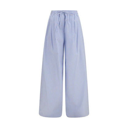Dolce & Gabbana Blue Cotton Striped Poplin Pants