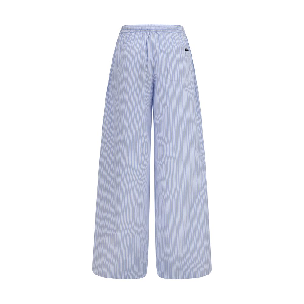 Dolce & Gabbana Blue Cotton Striped Poplin Pants