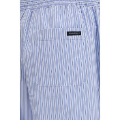 Dolce & Gabbana Blue Cotton Striped Poplin Pants