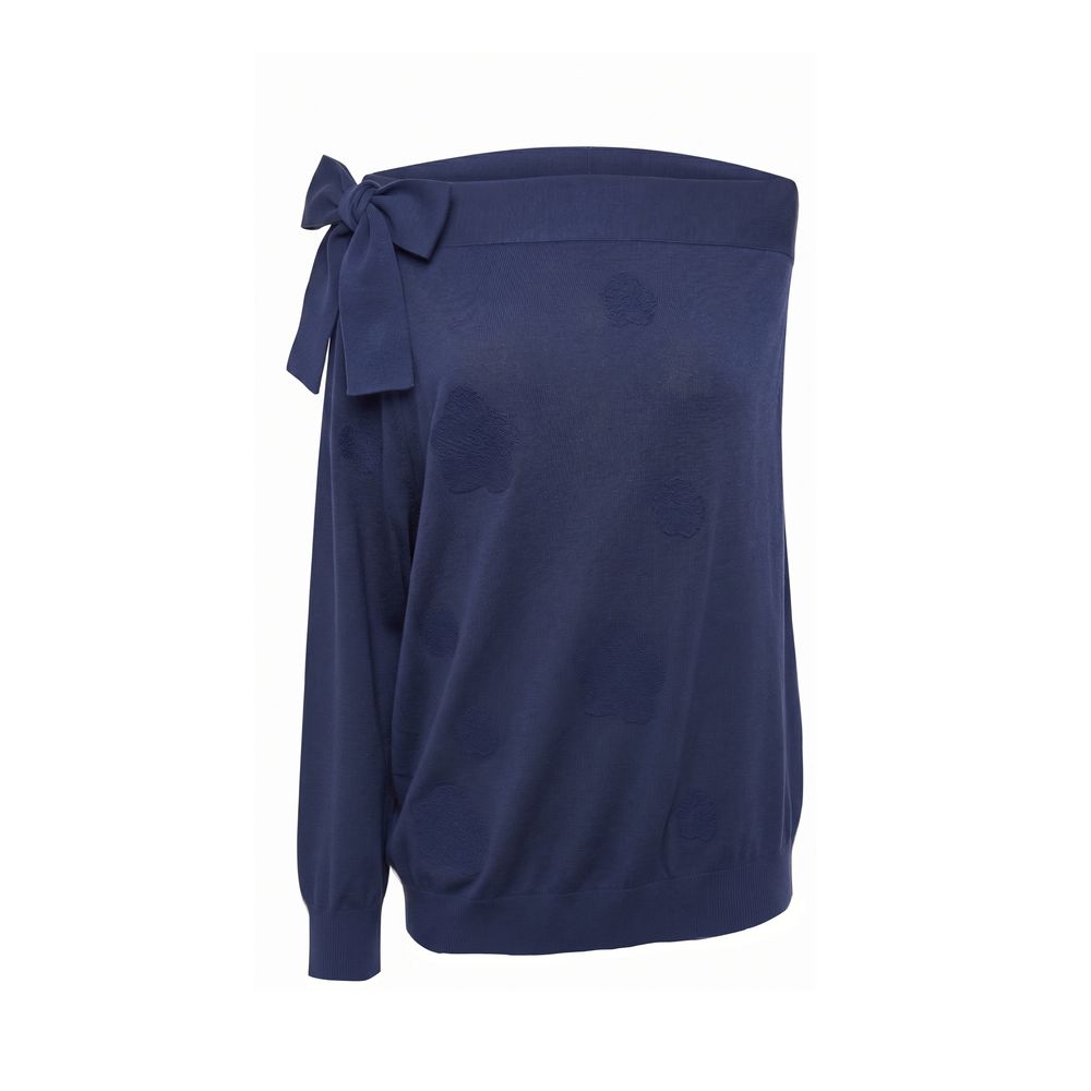Malo Asymmetric Knit Top Blue M