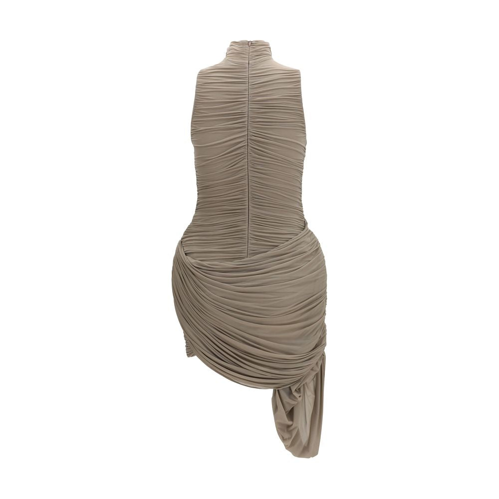 Magda Butrym Beige Draped High-Neck Dress