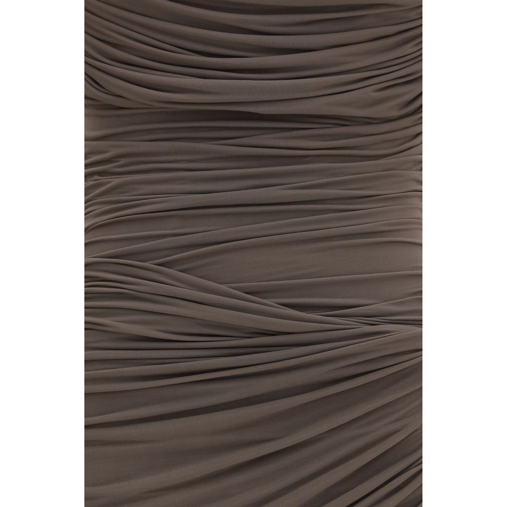 Magda Butrym Brown Draped High-Neck Dress