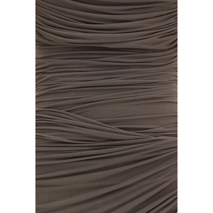 Magda Butrym Brown Draped High-Neck Dress