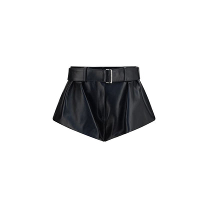 Magda Butrym Black Lambskin Leather Flared Mini Shorts