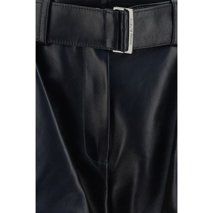 Magda Butrym Black Lambskin Leather Flared Mini Shorts