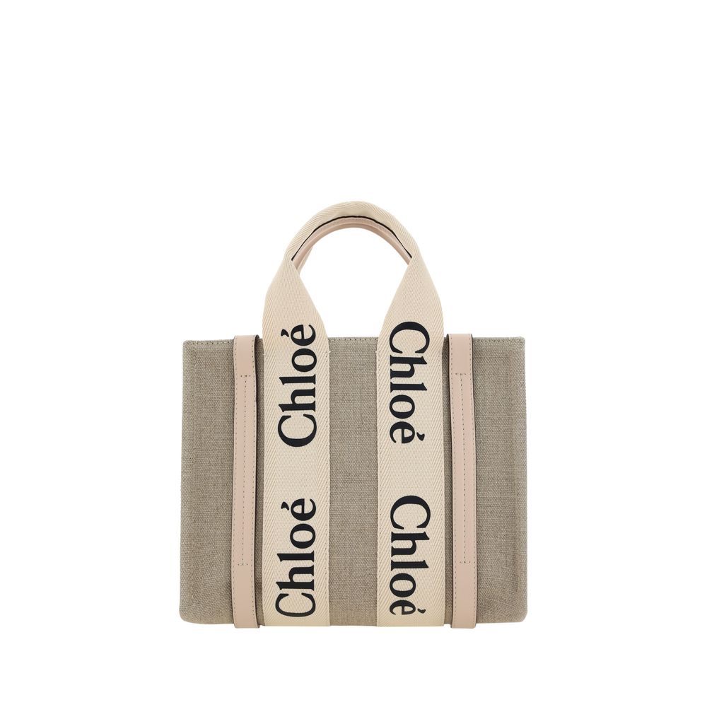 Chloé Brown Woody Canvas Tote Bag