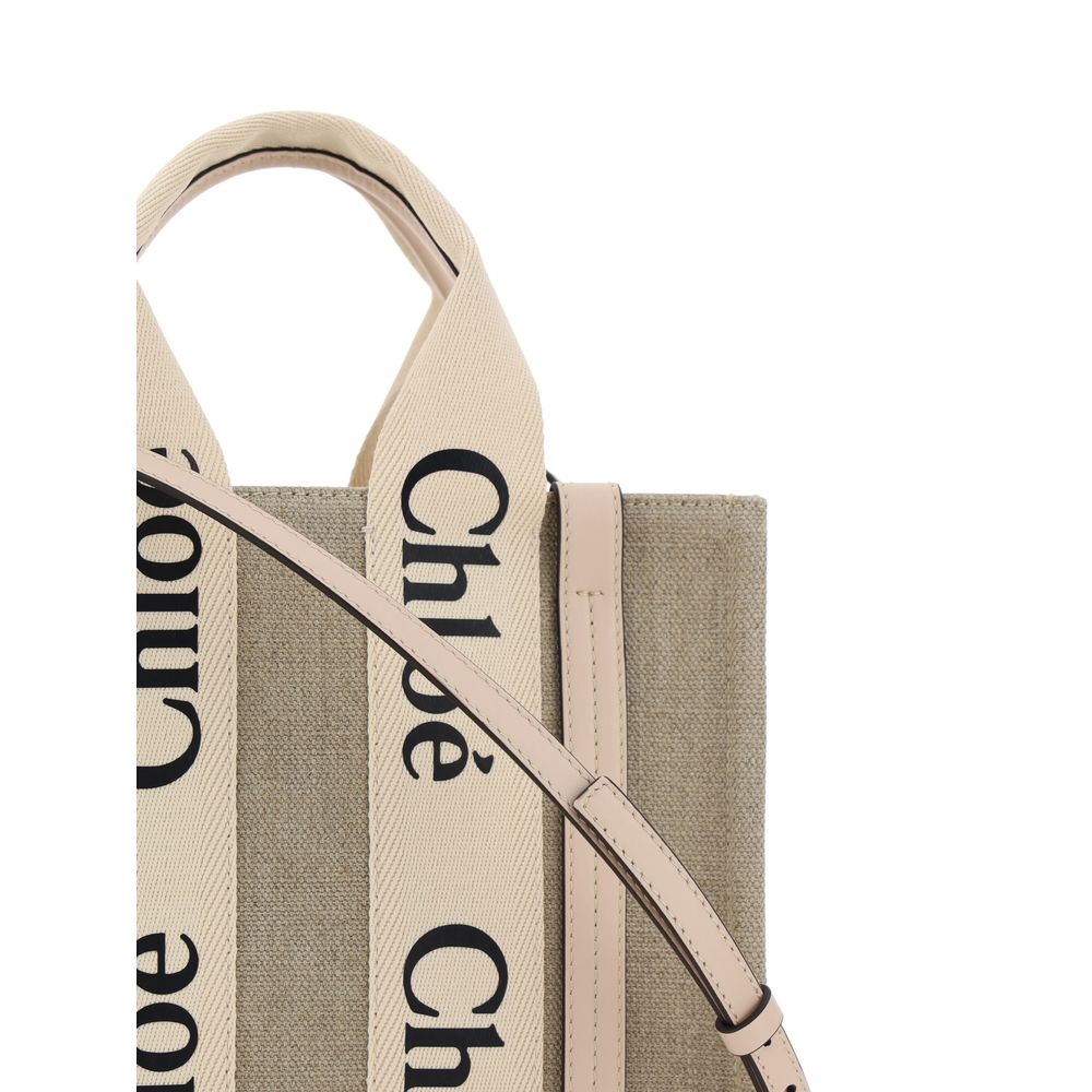 Chloé Brown Woody Canvas Tote Bag