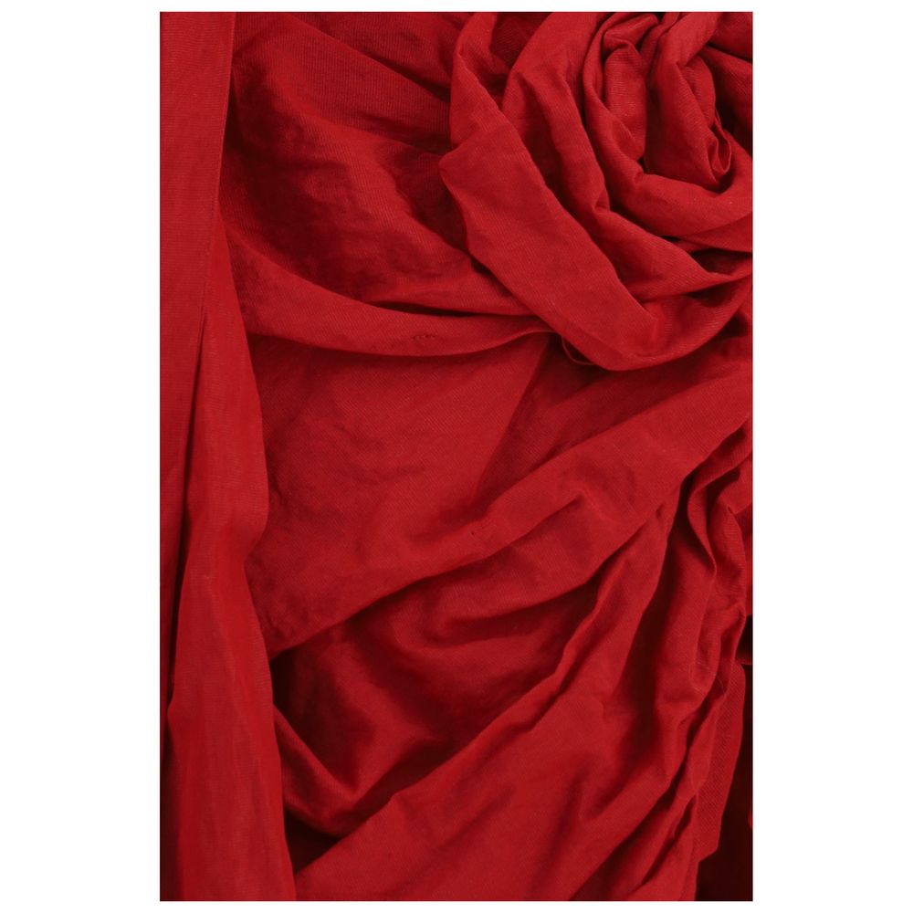 Magda Butrym Red Draped Shawl-Collar Midi Dress - XXS