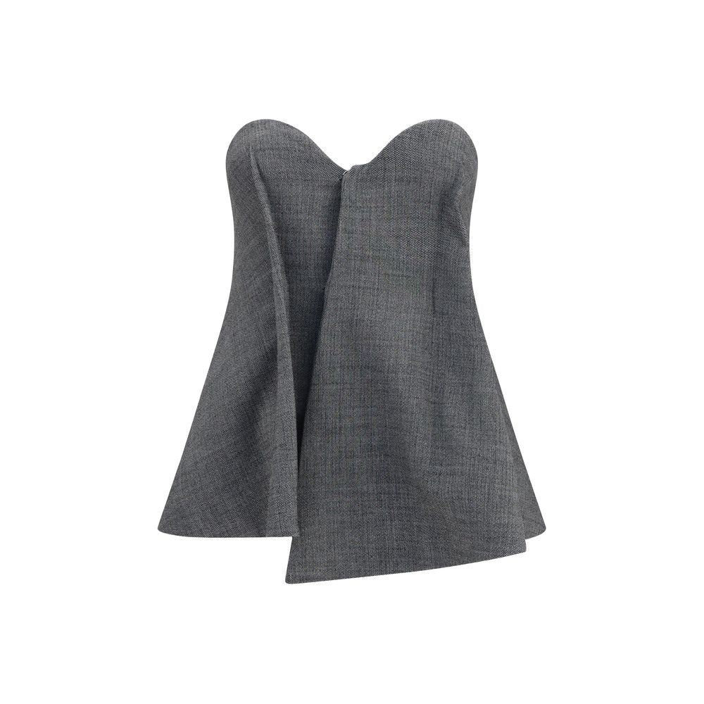 Magda Butrym Gray Asymmetrical Wool Corset - XXS