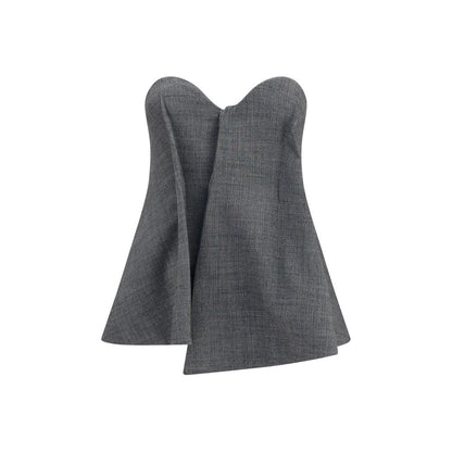 Magda Butrym Gray Asymmetrical Wool Corset - XXS