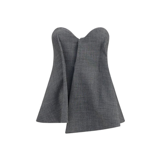 Magda Butrym Gray Asymmetrical Wool Corset - XXS