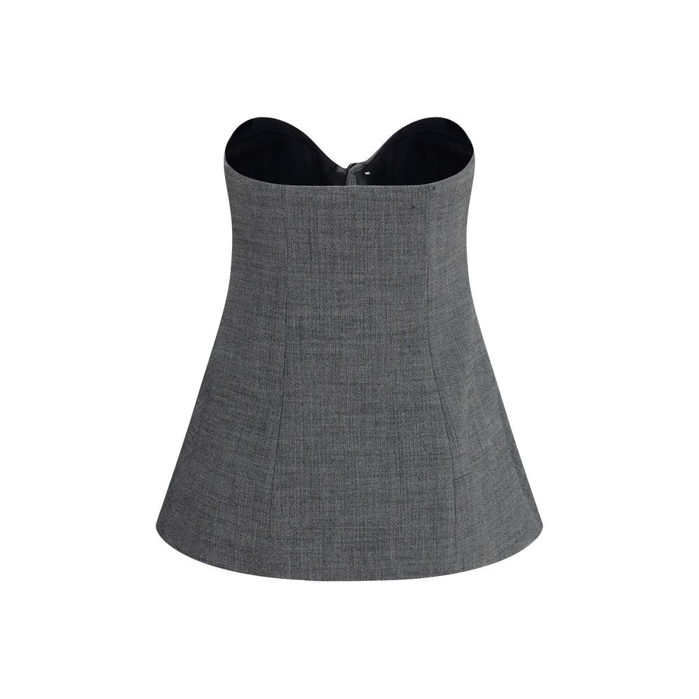 Magda Butrym Gray Asymmetrical Wool Corset - XXS