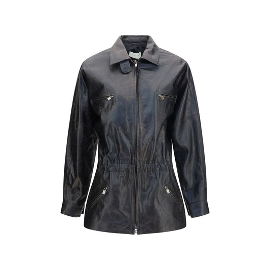 Magda Butrym Black Lambskin Vintage Leather Jacket