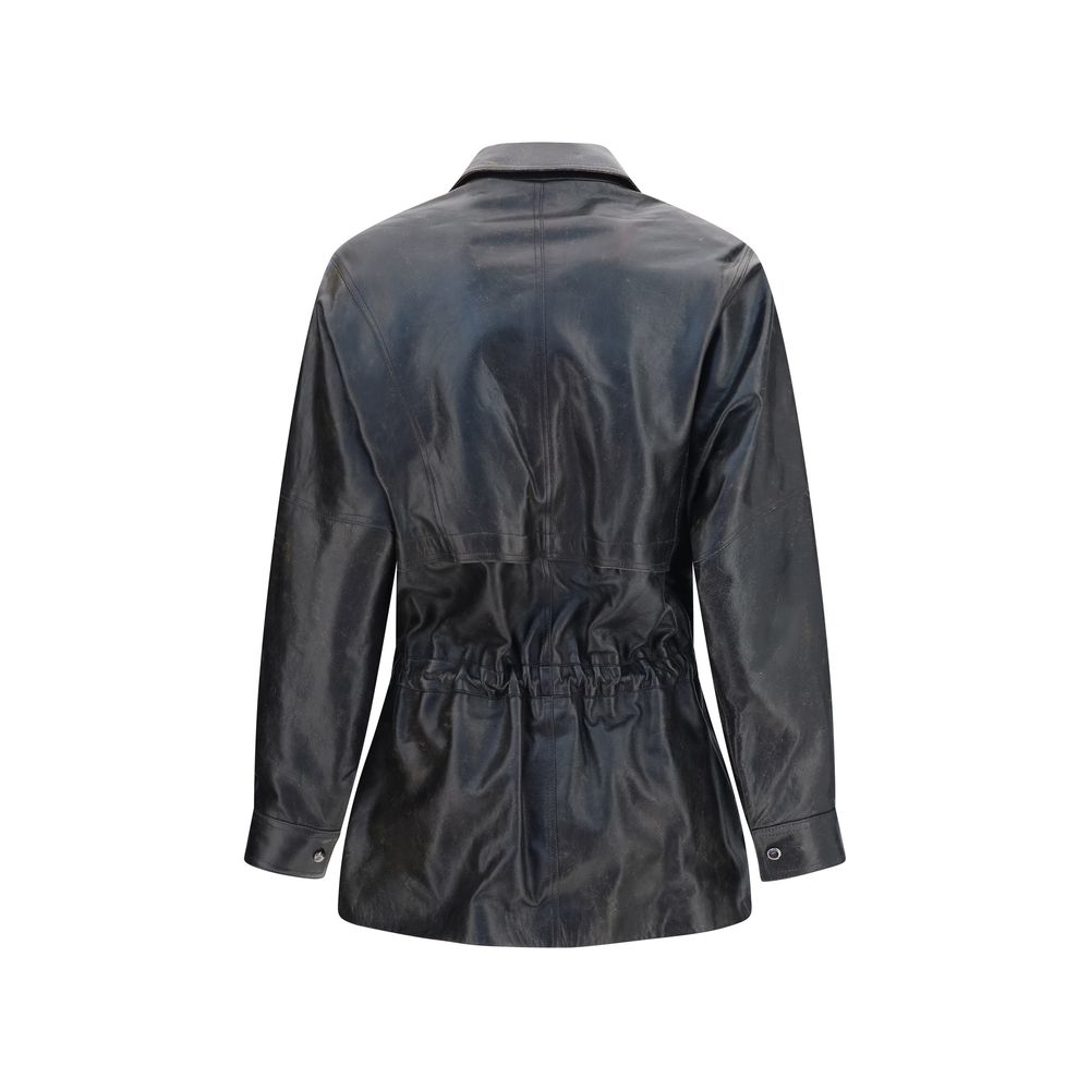 Magda Butrym Black Lambskin Vintage Leather Jacket