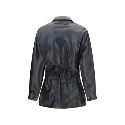 Magda Butrym Black Lambskin Vintage Leather Jacket