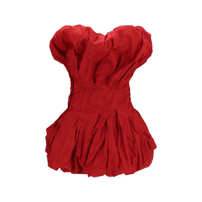 Magda Butrym Red Draped Mini Balloon Hem Dress