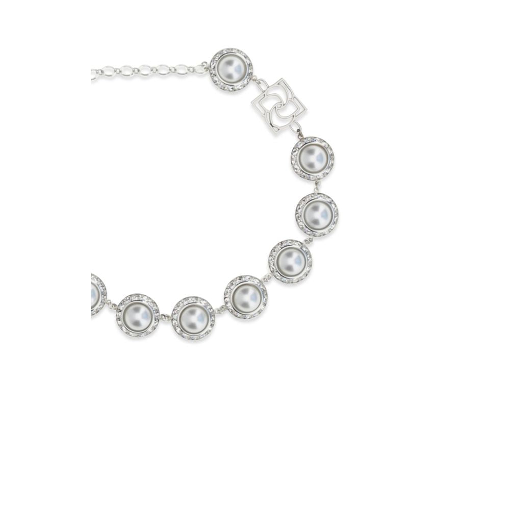 Magda Butrym Silver Metal Pearl and Crystal Necklace