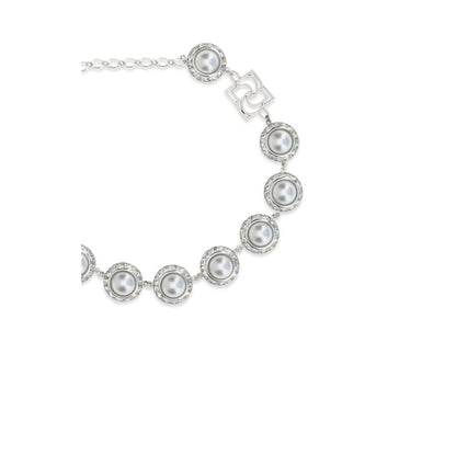 Magda Butrym Silver Metal Pearl and Crystal Necklace